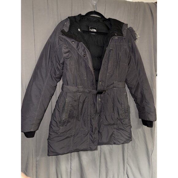 The North Face Jackets & Blazers - The North Face Parka Womens Small Goose Down Gray FAUX Fur Trim Belted Puffer